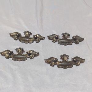 Set Of 4 Chippendale Style 4" Batwing Metal Dresser Hardware (Face Plate ONLY)
